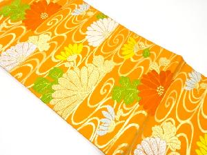 観世水に菊模様織り出し名古屋帯